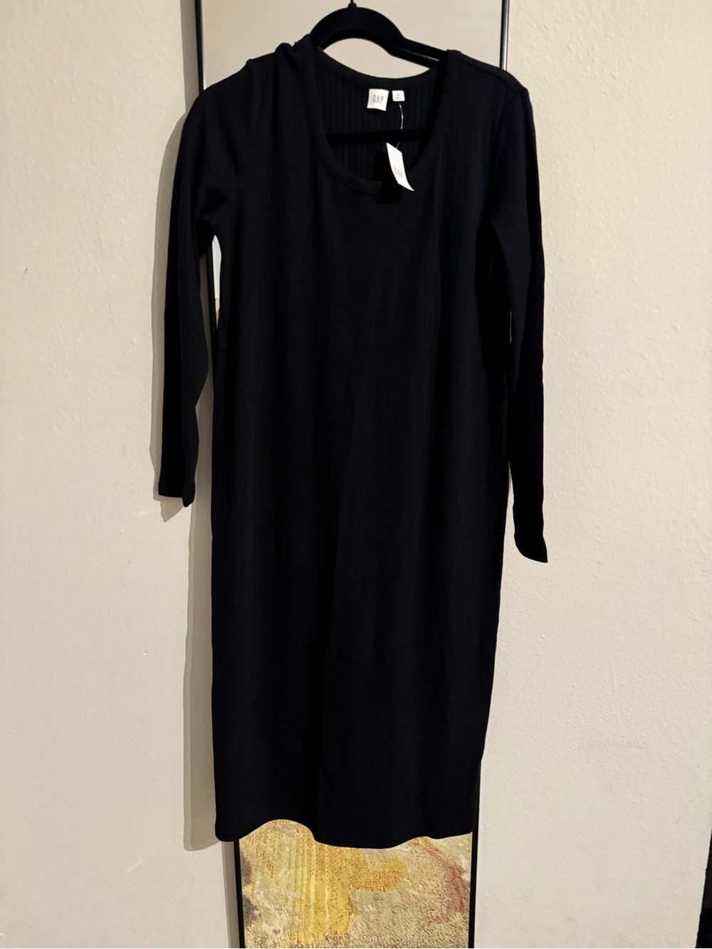 GAP Black Long Sleeve Rib Knit Dress